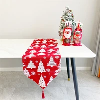 christmas table runner red tablecloth home new year decorations 2022 christmas tree xmas decor home textile table runner cloth