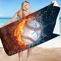 onglyp baseball softball print beach towel microfiber rectangle sports bath swimming beach towel blanket quick dry wrap poncho