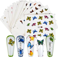 1 set butterfly nail water transfer nail slider flower leaf eye leopard designs nail art stickers decals decorations tips