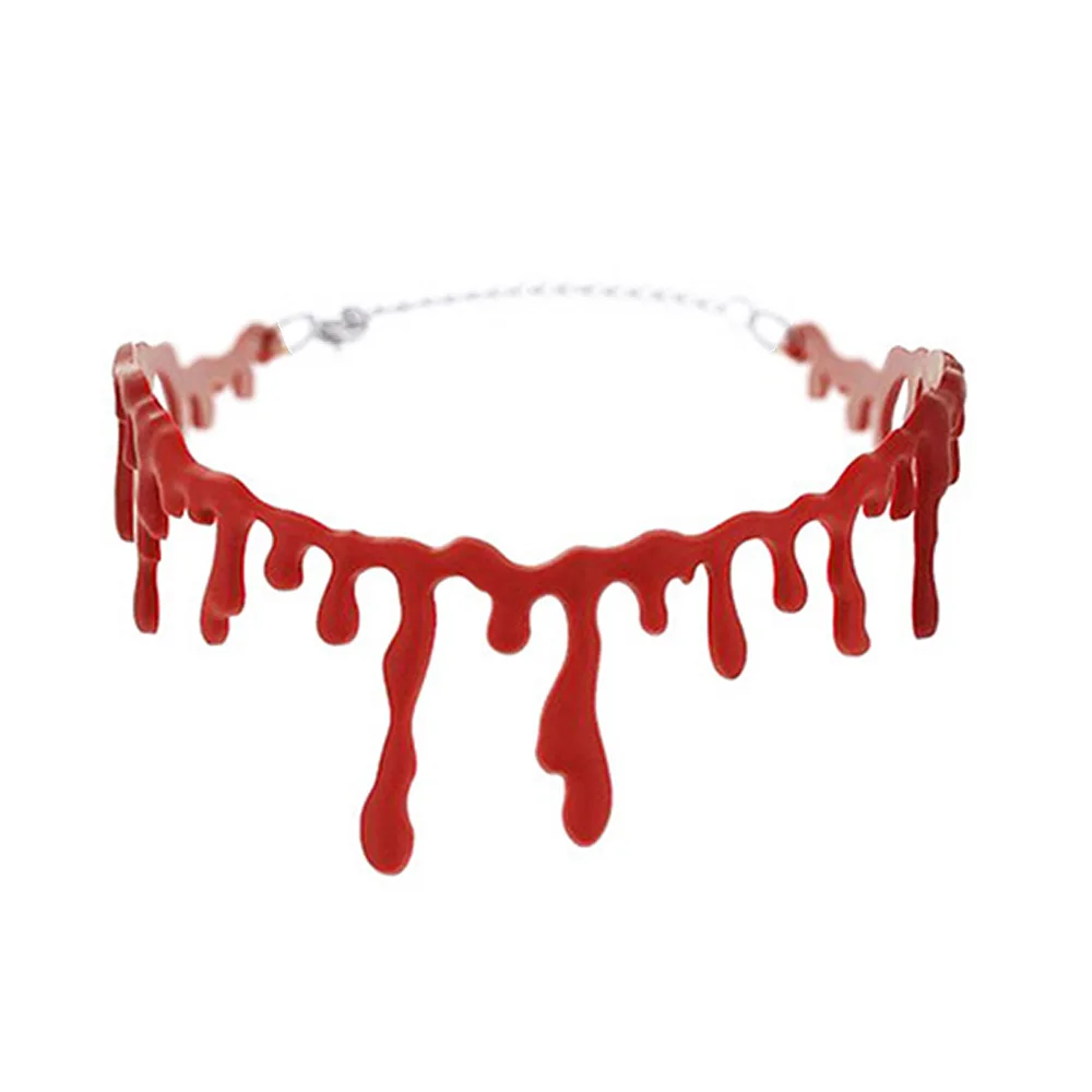 

Halloween 1pcs Bleeding Red Necklace Halloween Masquerade Creative Horror Decoration Props Collar Performance Accessories