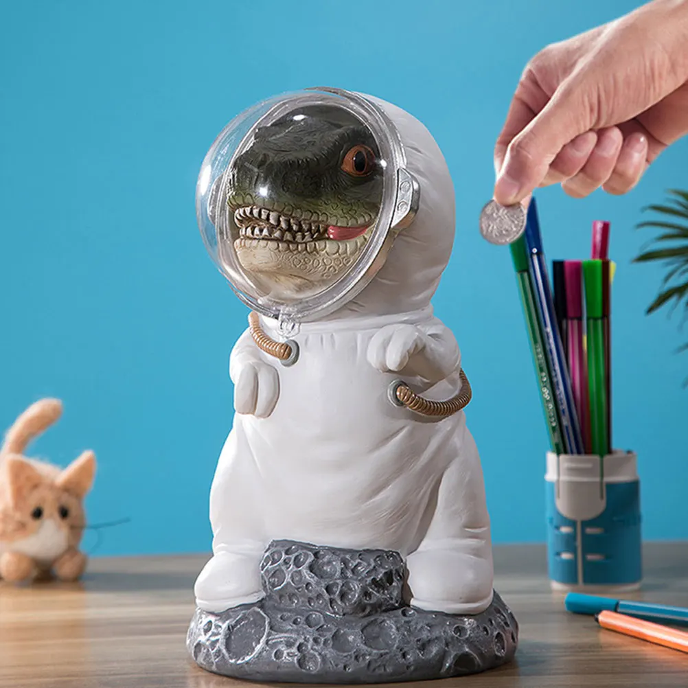 

1pc Home Furnishing Vinyl Space Dinosaur Piggy Bank Decoration Dinosaur Money Pot Chic Desktop Saving Jar Cartoon Money Pot