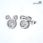 AnnmorsSilver покрытые 2021 трендовые серьги-гвоздики серебряные циркониевые животные Kawaii мультфильм мышь пирсинг серьги подарок ювелирные изделия для женщин