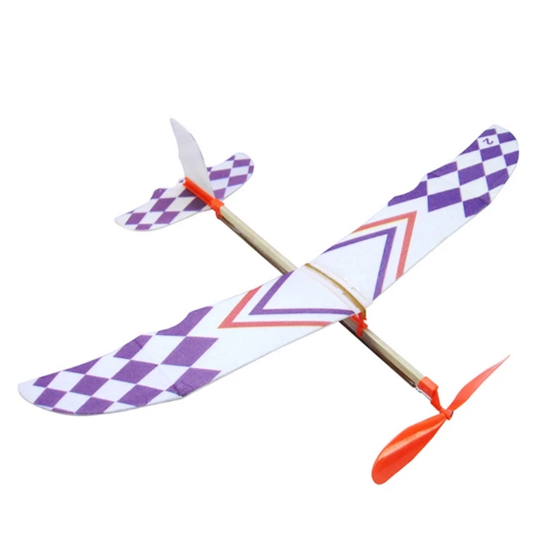 

Toys For Children Rubber Band Powered Glider Flying Plane Airplane Model DIY Assembly Airplane for Kid Gift