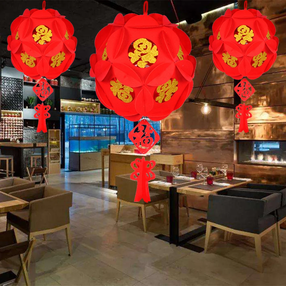 2020 New Year 3D Red Hanging Lanterns Chinese Traditional Classical China Theme Luck Fu Lantern For Festival Decor | Дом и сад