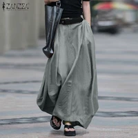 2021 vintage summer skirts zanzea women high waist solid cotton linen skirt saia female beach maxi long skirts jupe faldas 7