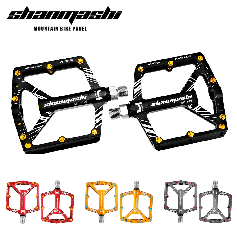 

SHANMASHI, широкие, плоские, 4 подшипника, педали для дорожного велосипеда из алюминиевого сплава, сверхлегкая педаль для горного велосипеда XC BMX,...