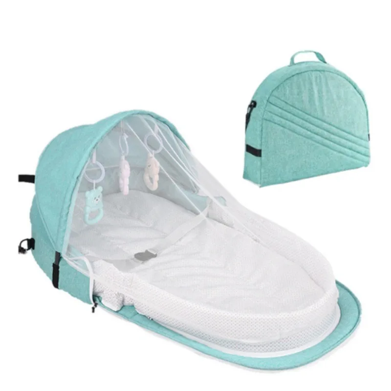Green Travel Bed 5 шт. портативная складная дорожная детская кровать для отдыха на открытом воздухе безопасная кроватка пеленка сменная кровать для путешествий Москитная дышащая 3 цвета игрушки - Цвет: Green Travel Bed