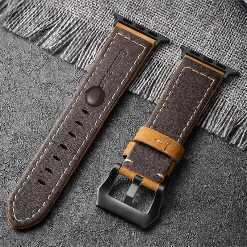 Crazy Horse Leather Frosted Suede Strap for Apple Watch Band 38mm 40mm 42mm 44mm Watch Reloj Accessories for iWatch 1/2/3/4
