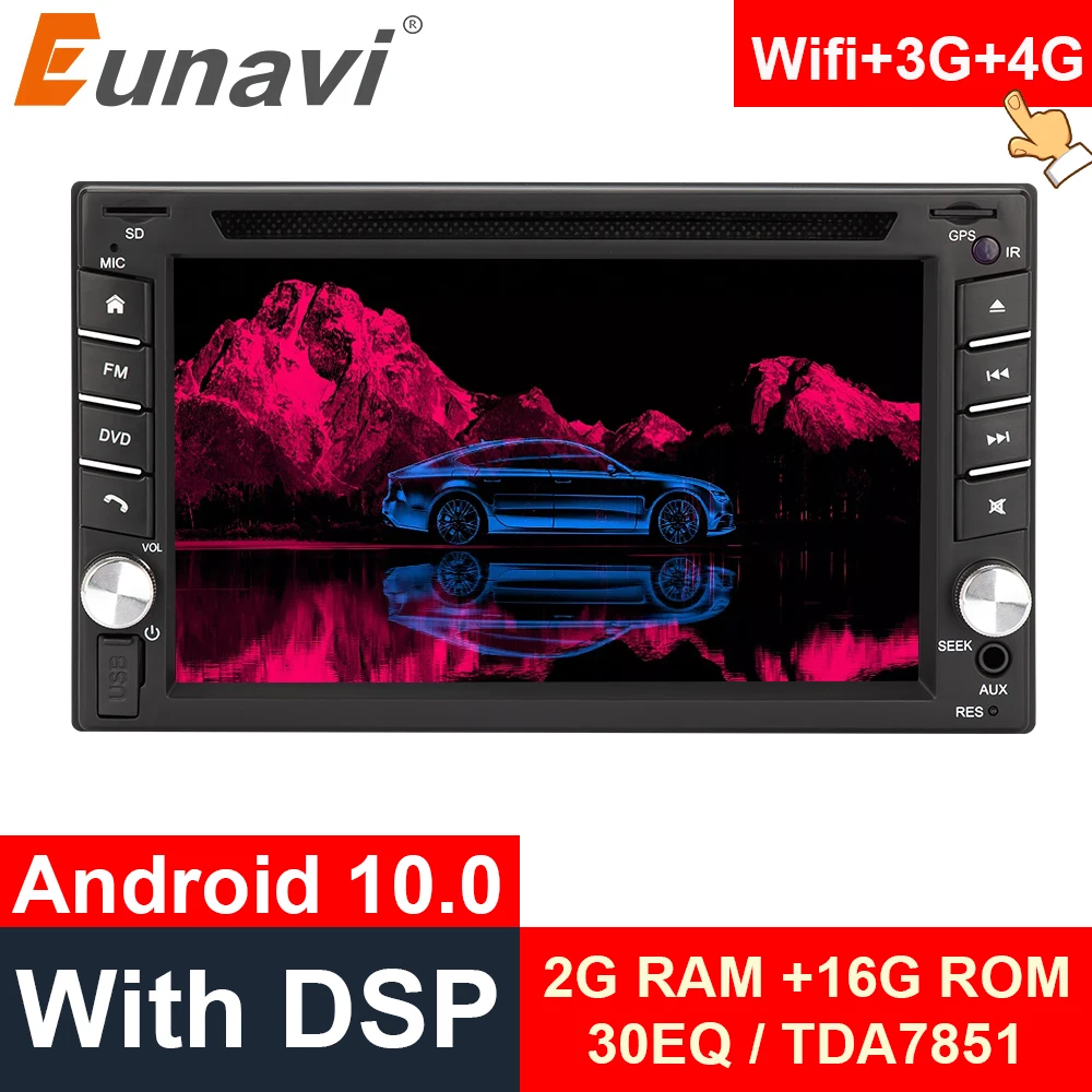 Автомобильный мультимедийный плеер Eunavi универсальный проигрыватель 2 Din на