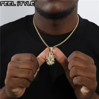 hip hop aaa iced out bling cubic zircon copper egypt ankh cross anubis pendants necklaces for men jewelry with tennis chain