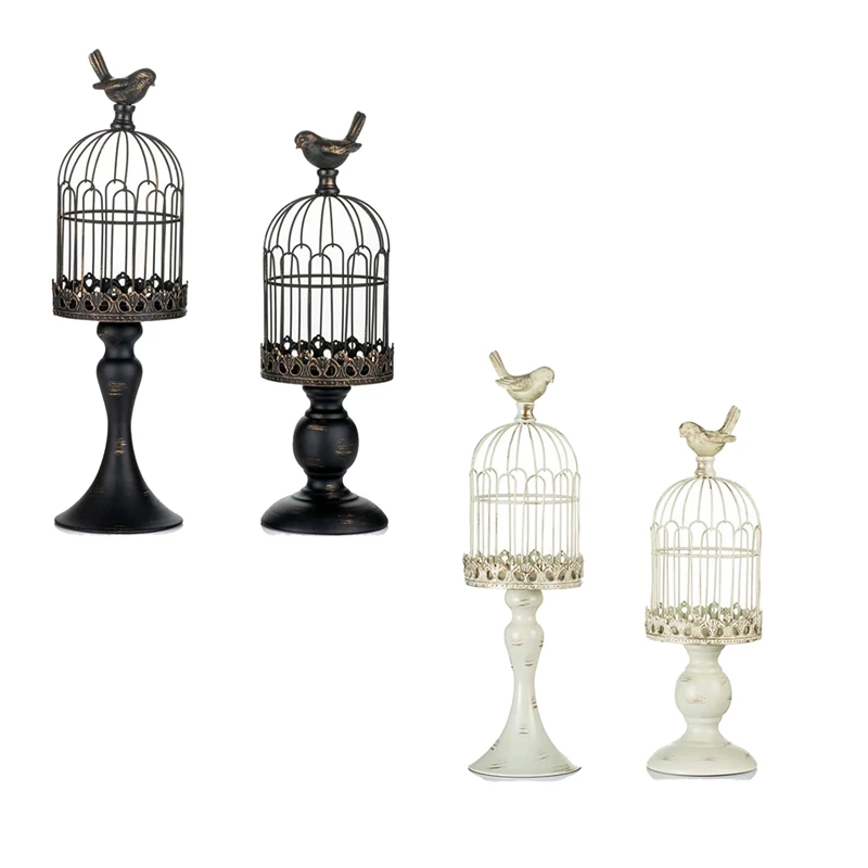 

2 Pcs Bird Cage Candle Holders(for Pillar Candle)for Wedding Decor