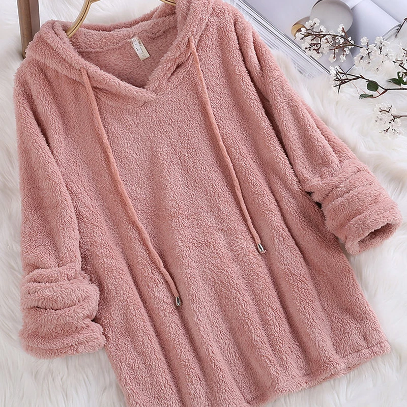 Осень 2020 модная женская толстовка в стиле Харадзюку однотонная пушистая