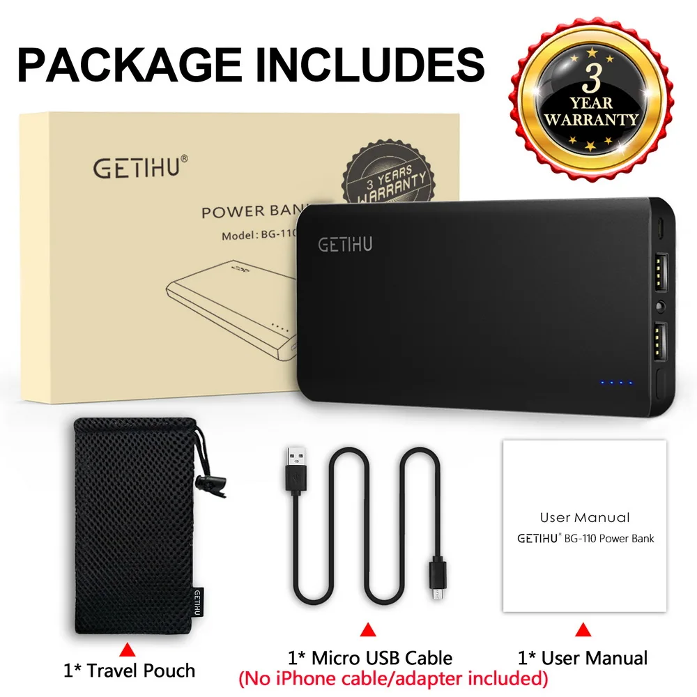 INIU 13000mAh 2.4A power Bank двойное Портативное зарядное usb-устройство power bank для iPhone X Xiaomi Mi телефон повербанк внешний аккумулятор - Цвет: Black