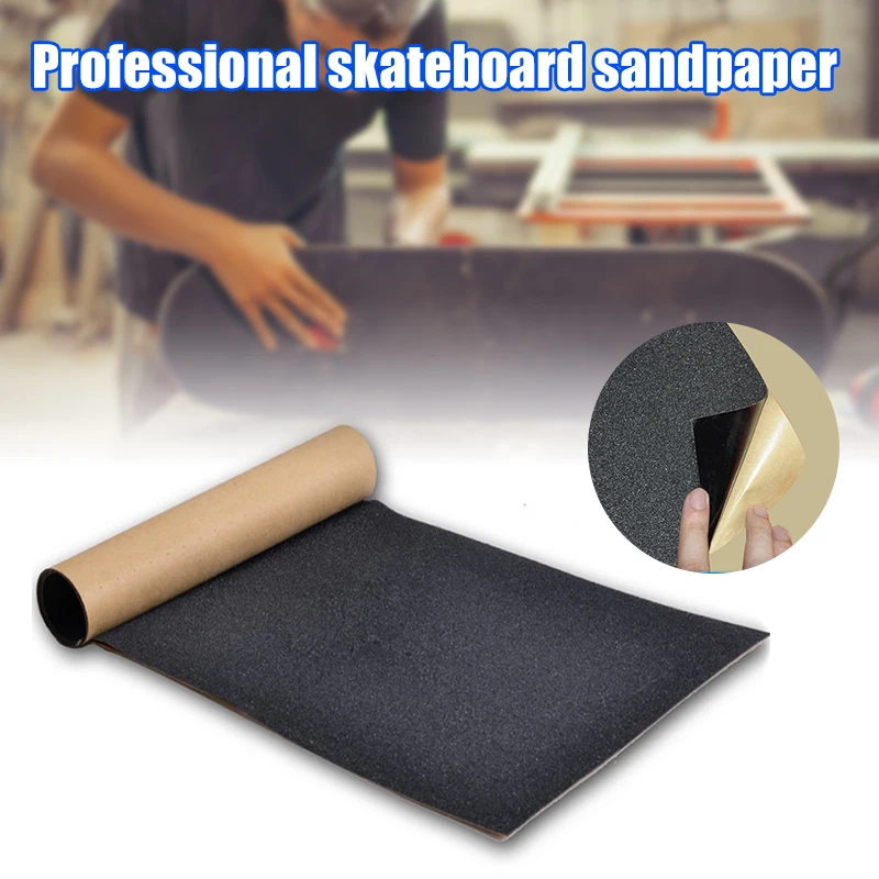 

Skateboard Grip Tape Sheet Black Bubble Free Waterproof Longboard Griptape Sandpaper for Rollerboard NEWEST