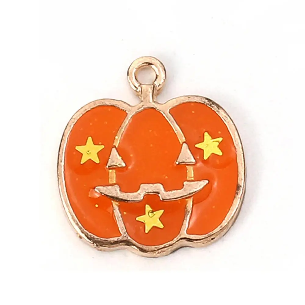 Doreen коробка 10 шт. сплав цинка Хэллоуин подвеска Тыква Золотой шляпа оранжевый