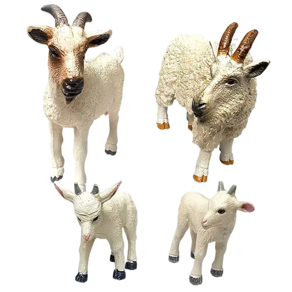 

4Pcs Simulation Animal Model Kids Educational Toys Collection Goat Figurine for Living Room Home Party Desktop Collection Gift