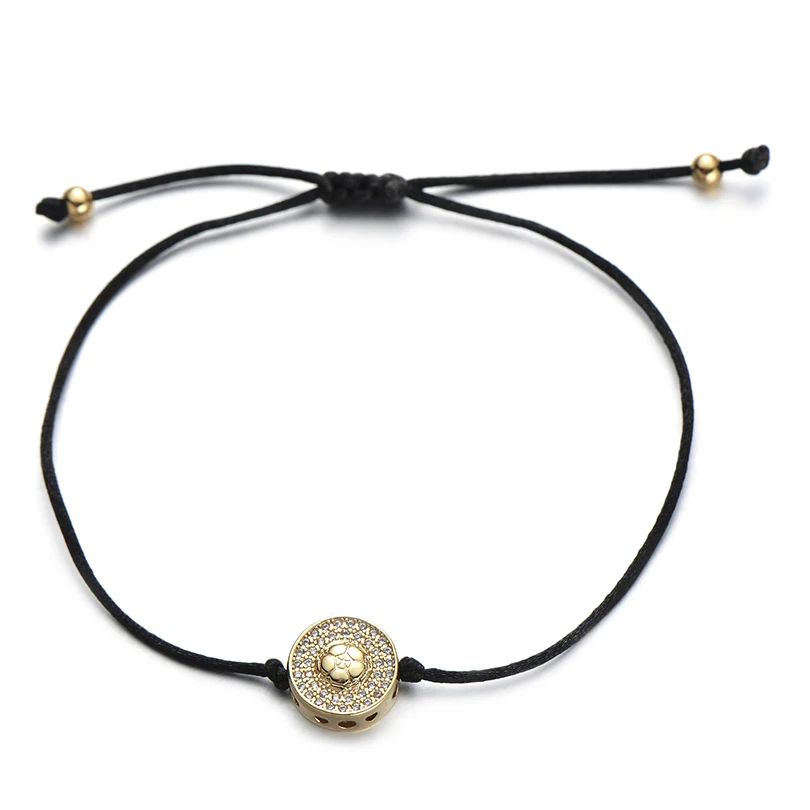 flower gold Pipitree Фианит, циркон, Кристалл Круглый браслет в форме сердца глаз бабочка цветок Шарм красные нитяные браслеты для женщин ювелирный подарок для возлюбленных - Окраска металла: flower gold