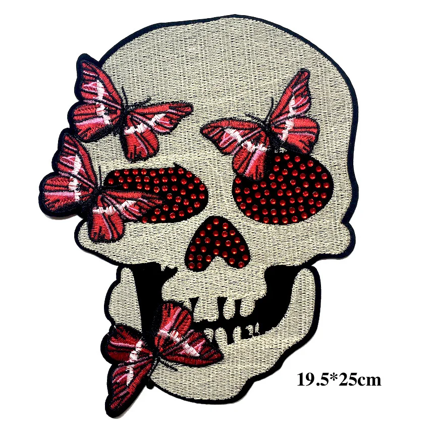 1 шт. брендовые крутые нашивки с аппликацией вышивкой черепом и блестками