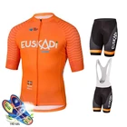 2021 велосипедная одежда новая команда EUSKADI оранжевая Велоспорт Джерси нагрудники шорты костюм Мужская одежда для велоспорта быстросохнущая одежда для велоспорта