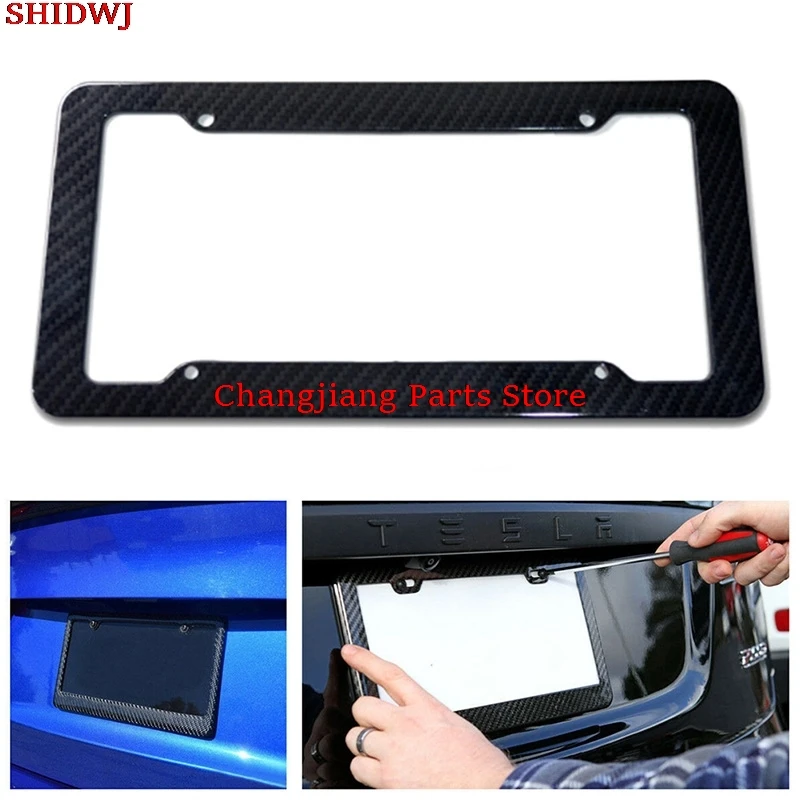 

Car License Plate Frame Universal American Auto Accessory Fiber Number TAG Cover for Front Rear