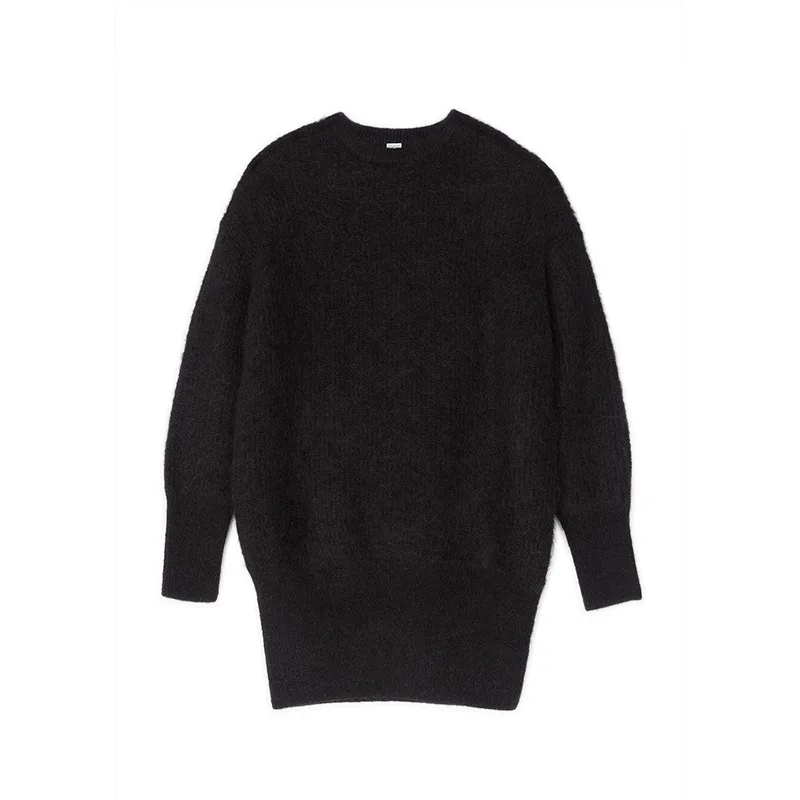 

2021 Autumn And Winter New Knitted Dress Long Sleeve Round Neck Loose Wool Dress
