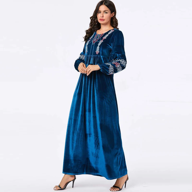 Вельветовые платья арабес абайя Турция исламское арабское Макси мусульманское