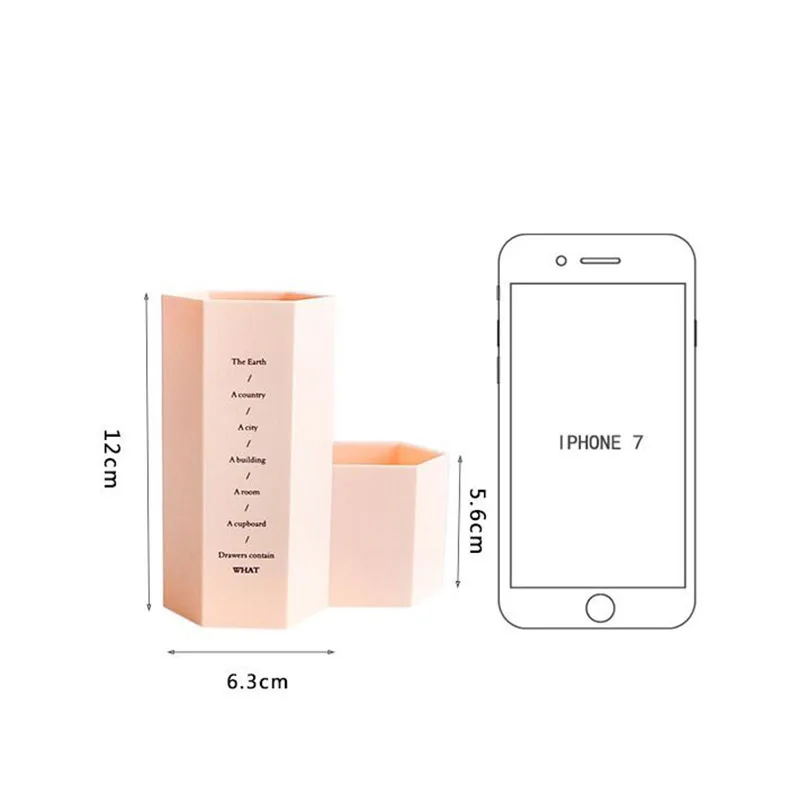 

Hexagonal Pen Holder Container Plastic Makeup Brush Lipstick Storage Box Home Office Desktop Student Stationery Organizer 3 Grid
