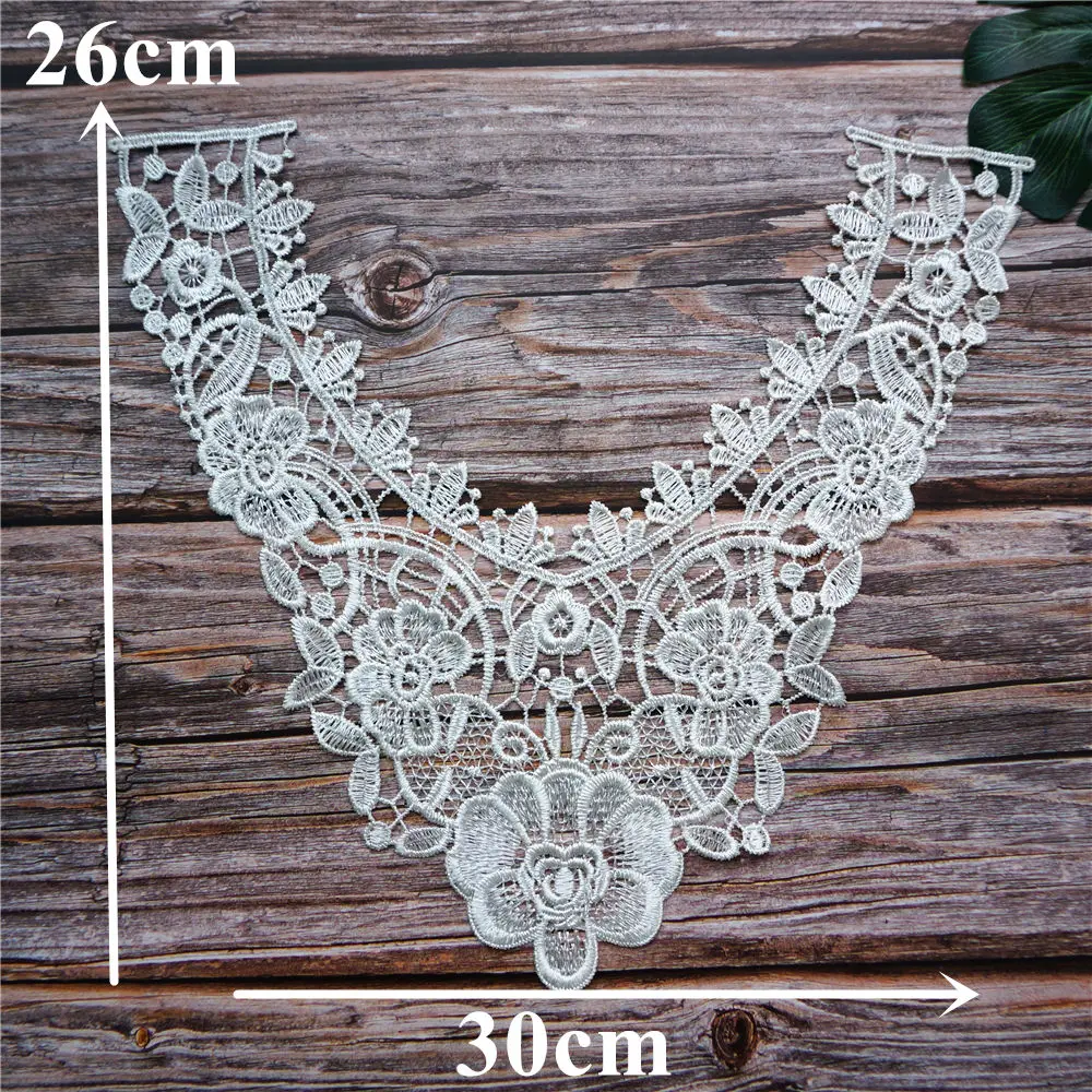 Белый цветочный воротник вышитая искусственная кружевная ткань винтажные