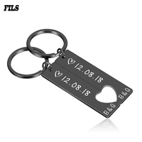 2 pcs couple love keychain custom music text date men personalized stainless steel keyring laser engrave spotify jewelry gift
