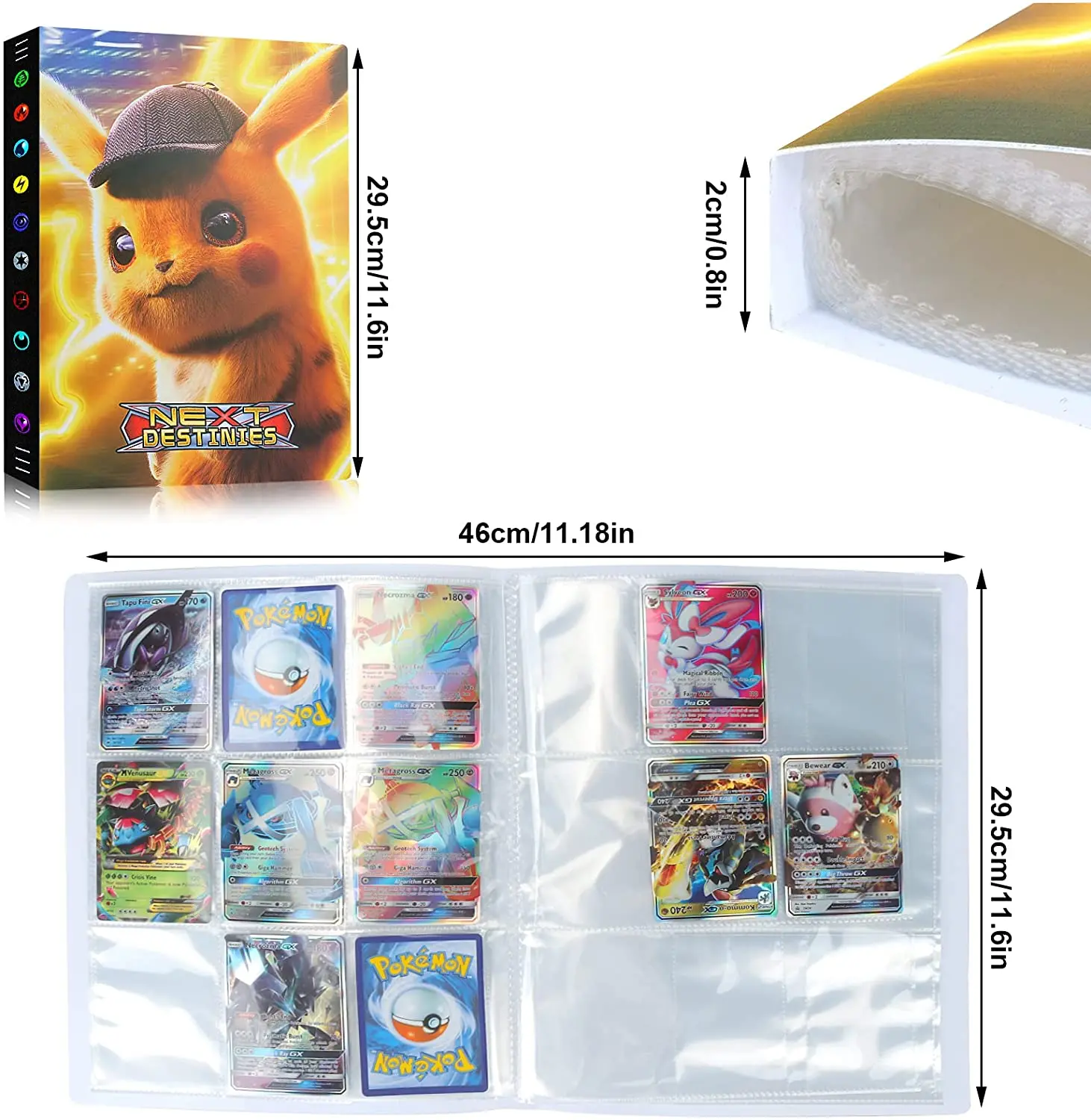 &Aacute;lbum de colecci&oacute;n de Pokemon con 9 tarjetas para ni&ntilde;os, carpeta para colecci&oacute;n de libros, 9 bolsillos, mapa de Anime, carpeta de juegos, lista de carga superior, juguete para regalo, 432 tarjetas-2