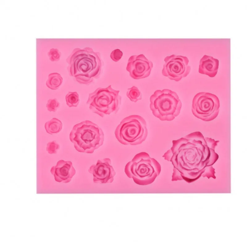 

3D size rose flower silicone mold DIY chocolate three-dimensional fudge cake decoration Heat-resistant kitchen utensils