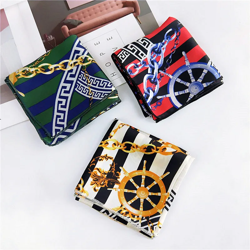 Шелковые шарфы для головы роскошный красный шарф зеленая бандана волос женские |