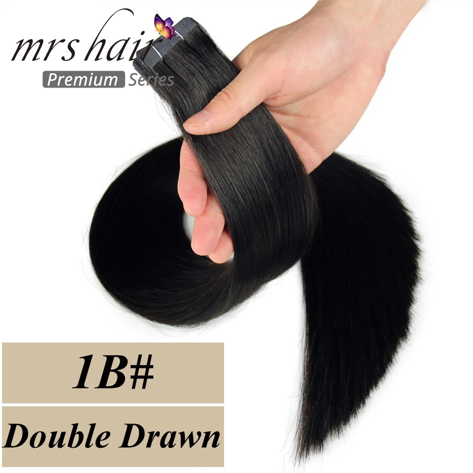 MRSHAIR, накладные волосы на двойной ленте, густые Человеческие волосы Remy, прямые, вплетенные на клейкой основе, бесшовные волосы блонд 1"-22"