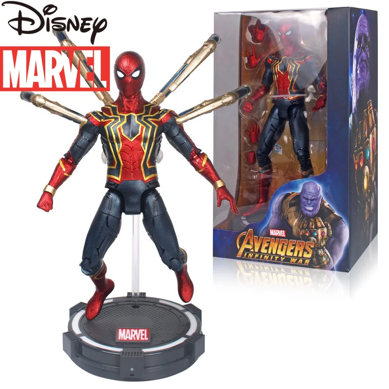

Disney Marvel Iron Spider-Man Luminous Base Can Do Doll Toy Model Desktop Decoration Doll Doll Birthday Gift for Children