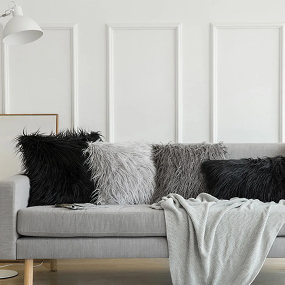 

1 шт., чехол для подушки из искусственной овчины, 4 цвета