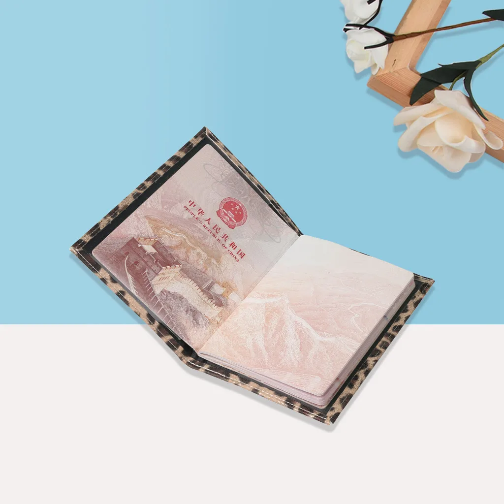 

Wallet passport cover storage Passport Holder Protector Leopard Business Card Soft Passport Cover #20