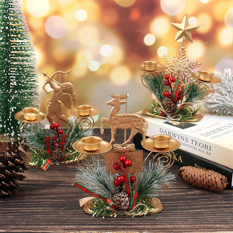 2021 Рождественский Железный Подсвечник свечи Санта-Клаус для гостиной настольное