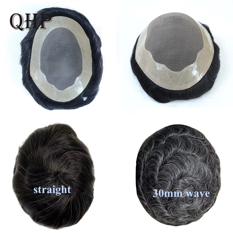 Men Toupee Fine Mono Men's Wig Durable Capillary Prosthesis 6inch Handmade Male Wigs Indian Human Hair Tupee System 130% Density