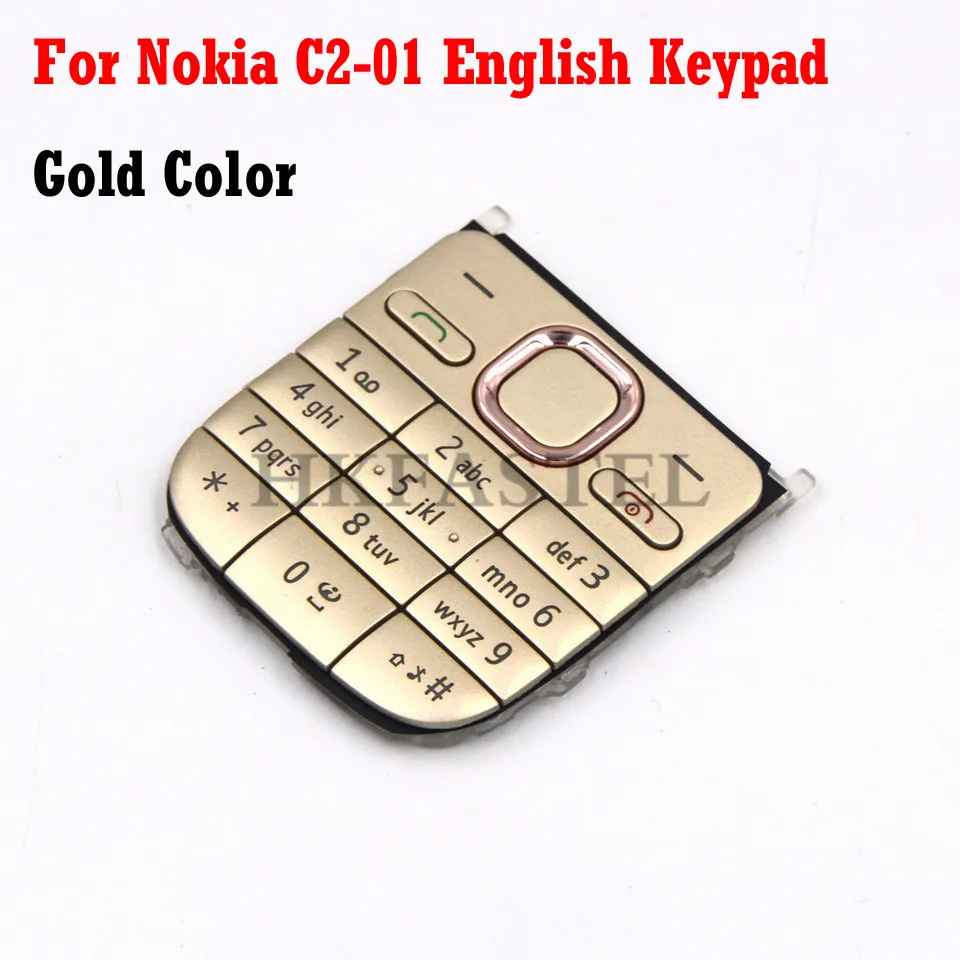 Для Nokia C2-01, мобильный телефон, английский, русский, арабский, иврит, клавиатура для C2 C2-01, сменный корпус, крышка клавиатуры - Цвет: Gold English