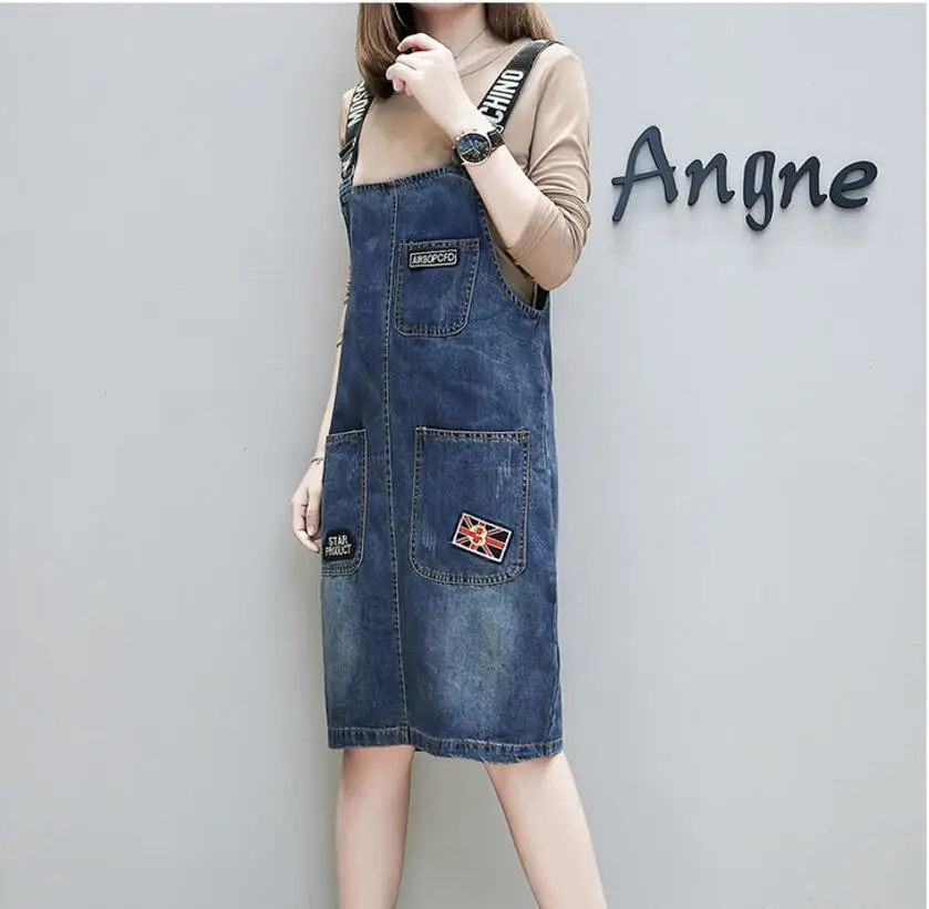2020 Fashion Denim Waistcoat Spring And Autumn Dress Cowgirl + long Sleeve T shirt Sleeveless Women's Dress|Женские платья| |