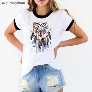 Watercolor Wind Chimes Print T-Shirt WomenS Clothing Fashion Girl Soul Sistas Tshirt Femme Friends By Heart T Shirt Female