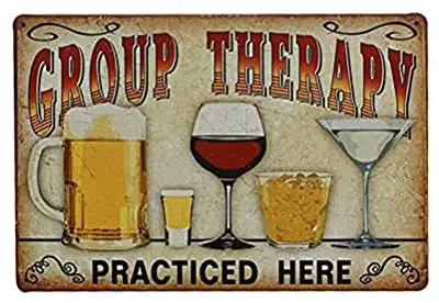 

Cafe Bar Pub Beer Wall Decoration Plaque Poster Art Sign Group Therapy Practice Here Retro Vintage Metal Wall Sign 8X12 Inches