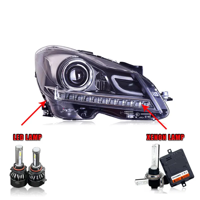LED high beam 2 шт. автомобильный стиль светодиодный фары для Benz W204 2011- для W204 Головной фонарь светодиодный объектив двойной луч H7 HID Xenon bi xenon объектив - Цвет: LED high beam