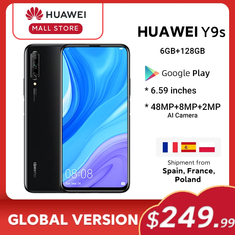 RUB 10000 1200 CODE:ALIPLUS1200 В наличии премьера глобальная версия Huawei Y9s 6 ГБ 128 48 МП смартфон