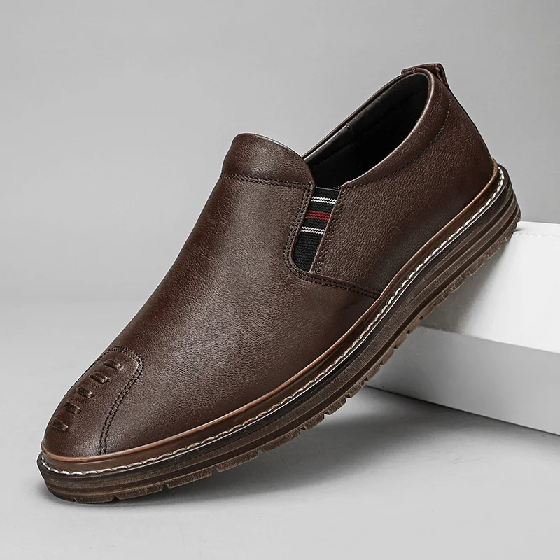 Туфли мужские из натуральной кожи Повседневная дышащая обувь на платформе