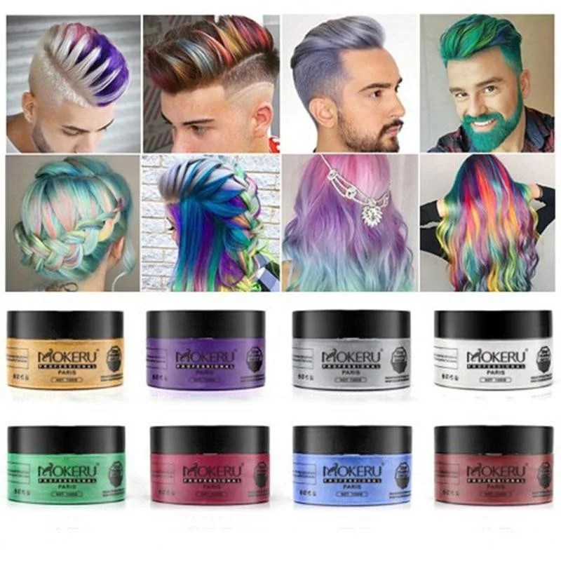 

120g Temporary Hair Color Wax Unisex DIY Hair Color Dye Colors Temporary Coloring Styling Mud Modeling Hair Wax Cream 8 O2V2