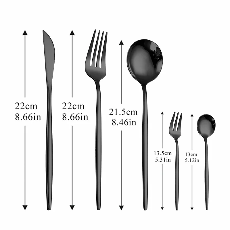 

Mirror Black Dinnerware Set Stainless Steel Cutlery Set Service Cutlery Spoon Fork Knife Set Western Tableware Reusable Flatware