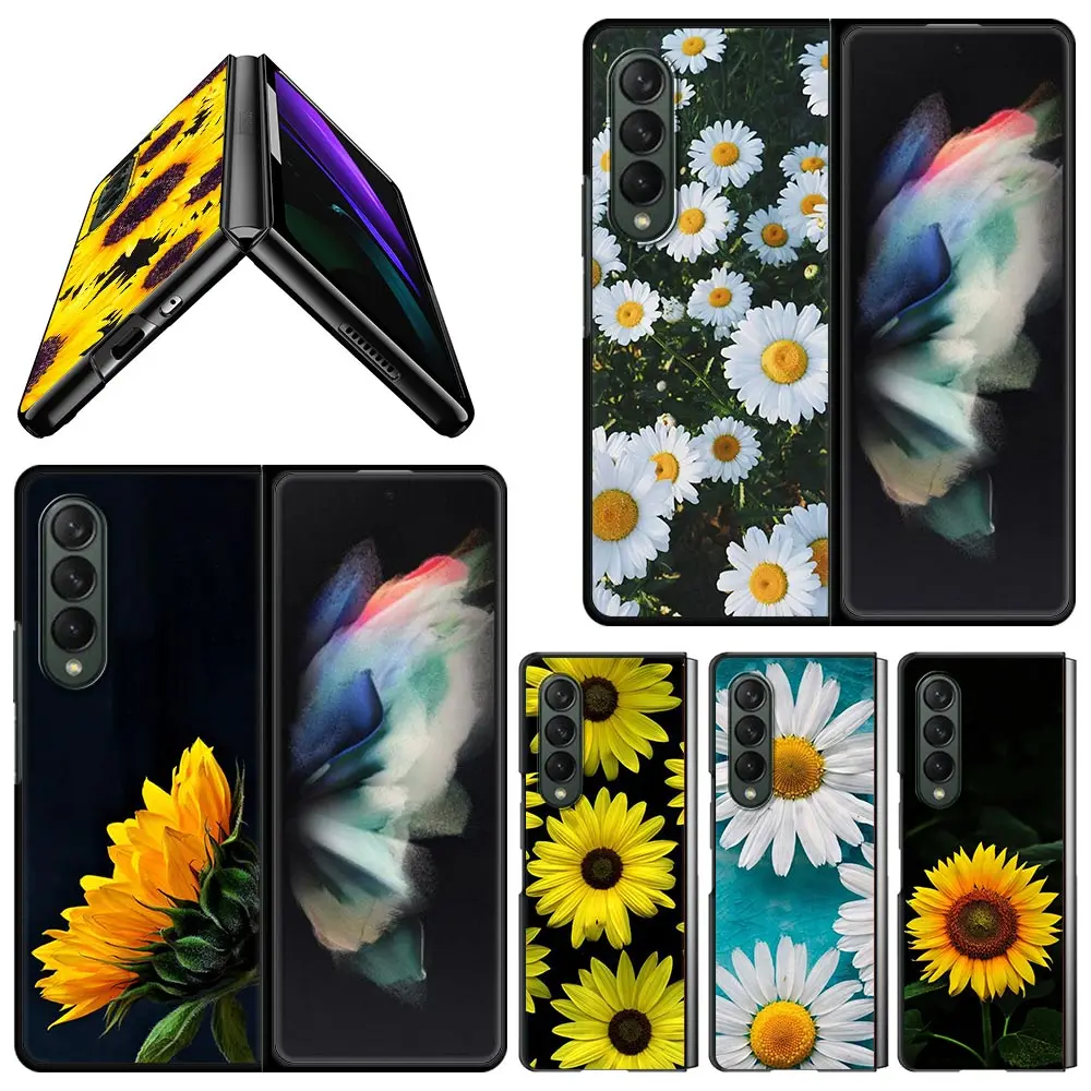 

Phone Case for Samsung Galaxy Z Fold3 5G Case Hard Plastic Slim Case For Galaxy Z Fold3 Cover Summer Daisy Sunflower Floral