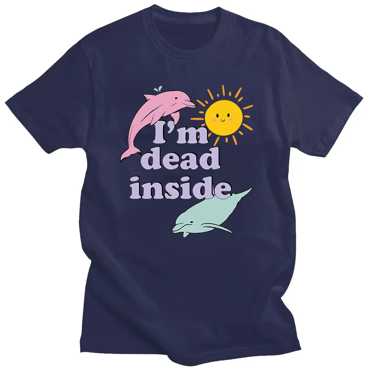 

Лидер продаж, футболки с принтом дельфина IM Dead Inside Sunshine, футболки для пар в стиле хип-поп, модные стильные футболки, хлопковые брендовые футб...