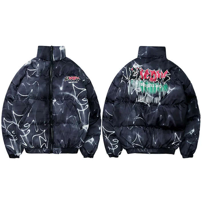 A62312 Black Хип хоп Куртка парка Иллюзия граффити уличная Мужская ветровка Harajuku зимняя стеганая куртка пальто теплая верхняя одежда хипстер - Цвет: A62312 Black